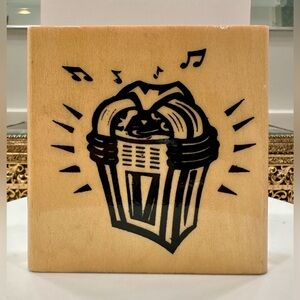 VTG Anita’s - Rockin’ Jukebox Medium-Sized Wood/Rubber Stamp - NWOT